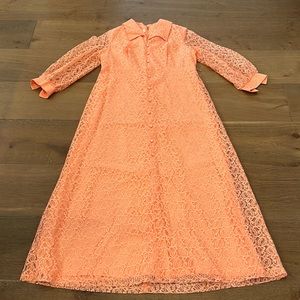 Vintage 60's/70's Melon Lace Maxi Party Dress